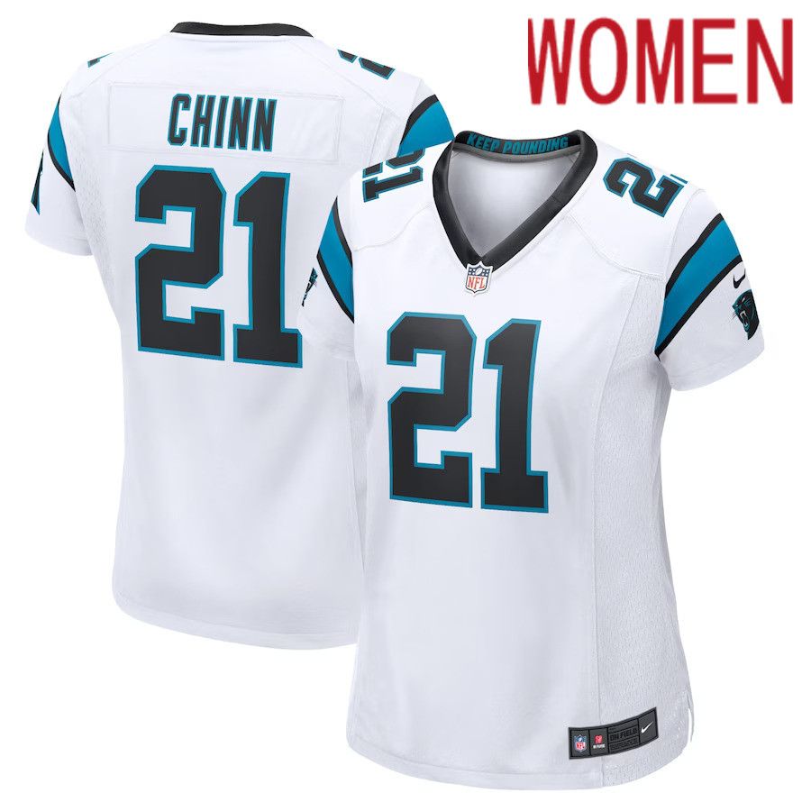 Women Carolina Panthers #21 Jeremy Chinn Nike White Game NFL Jersey->women nfl jersey->Women Jersey